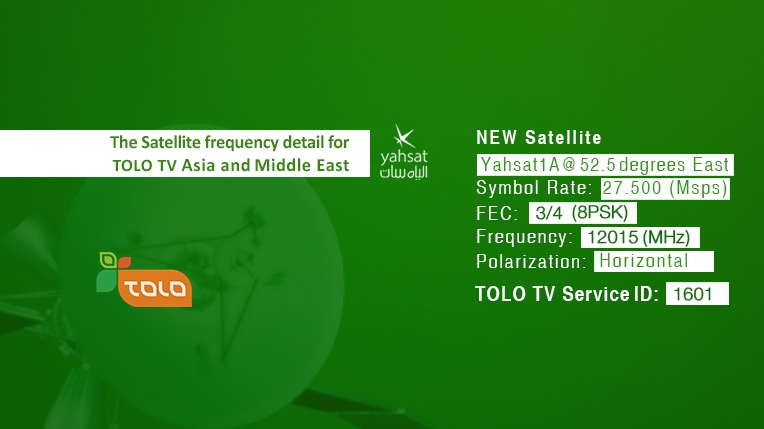 New Satelite provider and Frequency TOLO TV